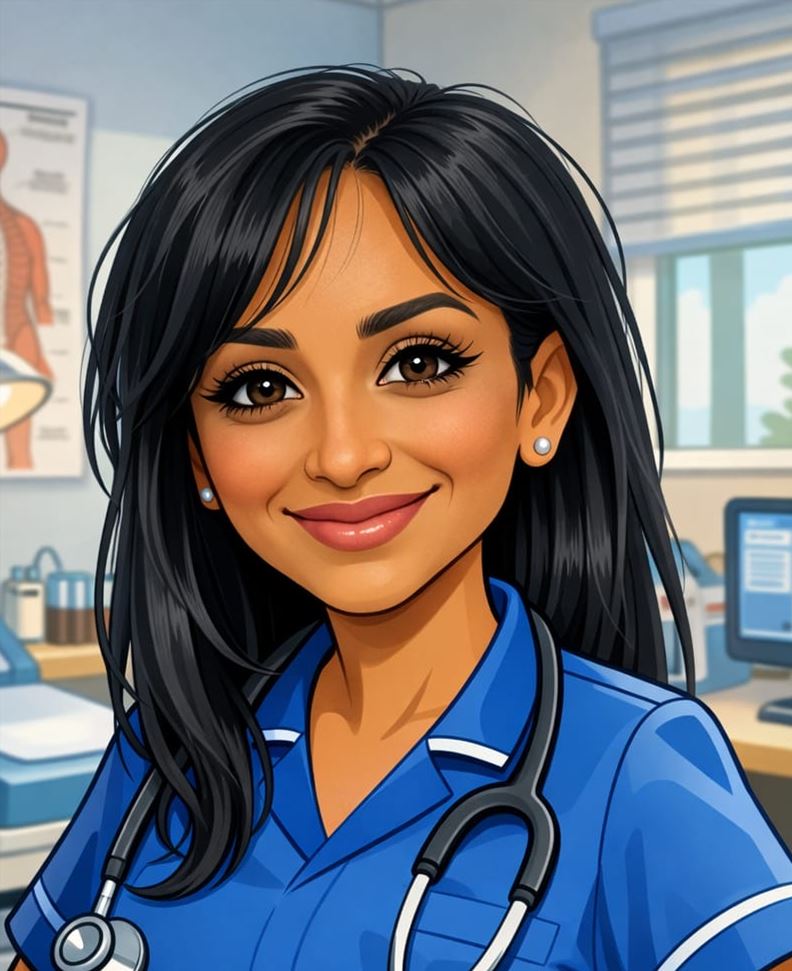 Caricature of Claire Danks