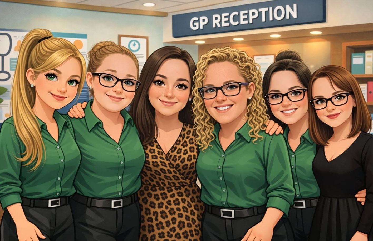 Caricature of the reception team